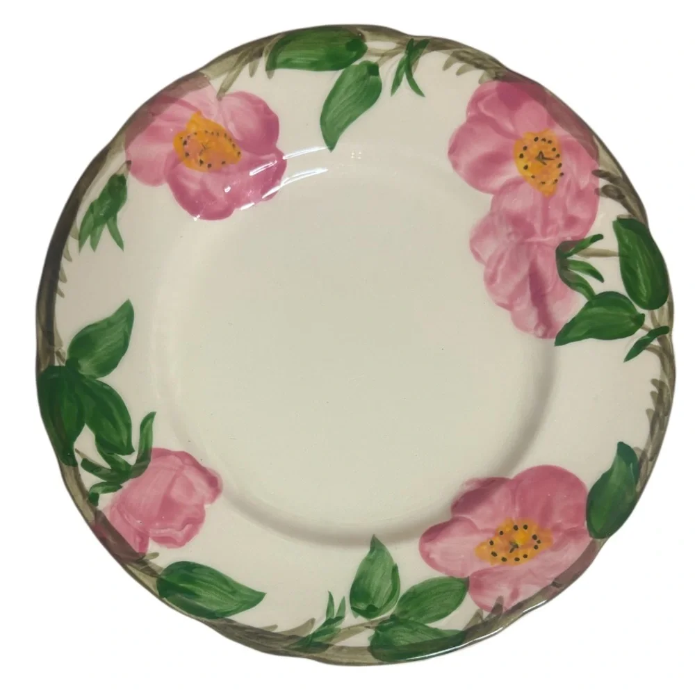 Franciscan Desert Rose 8” Salad Plate Vintage Hand Painted Dishes USA Made Cream